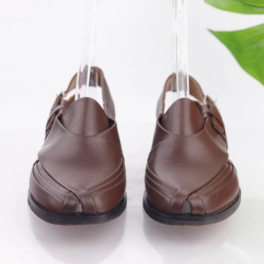 English Boot House Mens Sandals Size 9 Brown Leather Closed Toe Fisherman Shoes